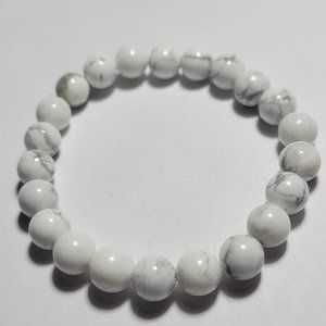 Natural Howlite Crystal Beaded Bracelet 8mm 8"